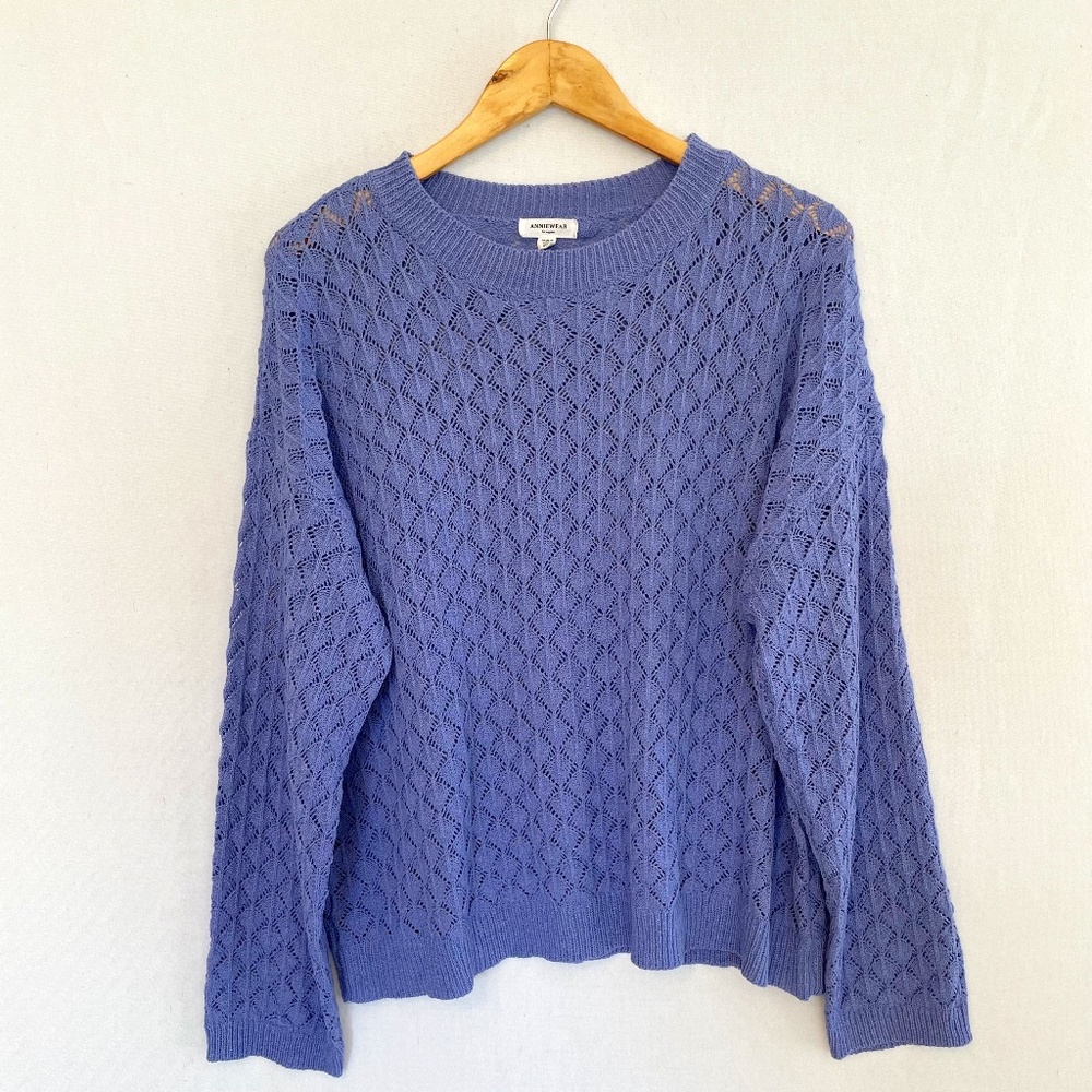 ANNIEWEAR Women's XL Lilac Crew Neck Delicate Knit Sweater